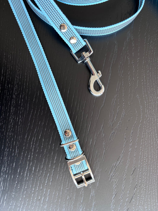 Antislip Hondenriem Miami Blue 2M + halsband 35-39cm