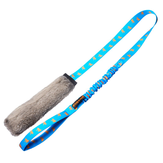 Squeaky Bungee Chaser Tug Toy van konijnenbont