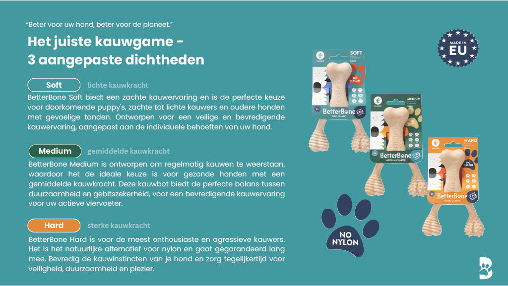 BetterBone Hondenspeelgoed Kauwbot - Groot Hard Rundvlees: Rundvlees / Groot