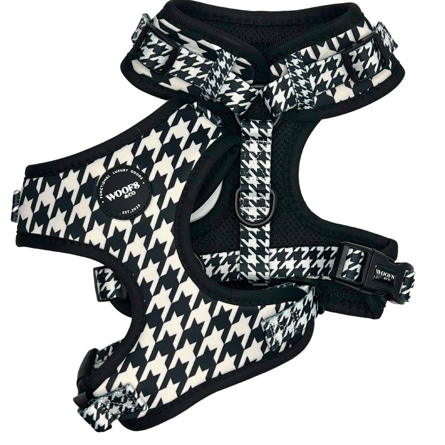 Harnas - Houndstooth Black Edition - Hondentuigje: Extra small