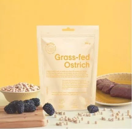 Semi-moist Ostrich Snack with Blackberries