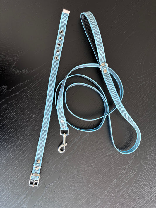 Antislip Hondenriem Miami Blue 2M + halsband 35-39cm